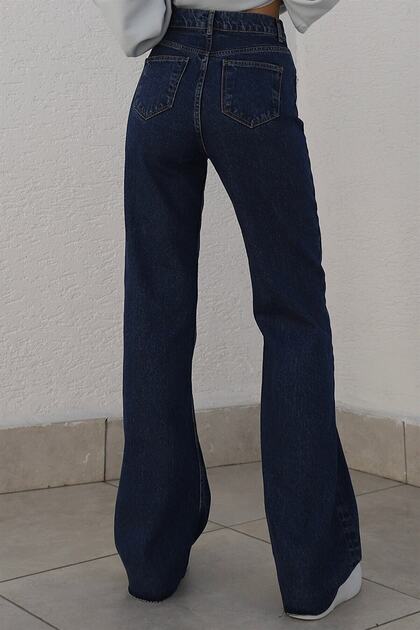 Wilson 90's Navy Blue Lycra Super High Waist Loose Jean Trousers