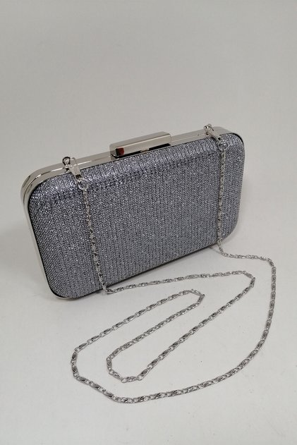 Silver Glitter Evening Dress Clutch Portfolio Bag