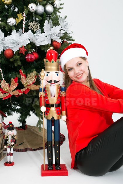 85 Cm Nutcracker Tin Soldier Handmade Christmas Rifle Midnight Blue Uniform Open and Close Mouth