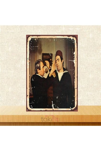 Şener Şen Kemal Sunal Retro Ahşap Poster 20-30 Cm