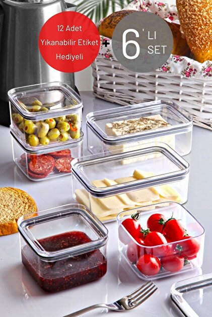 Nandy Home 6'lı Set Silikon Conta Kapaklı Etiketli Kahvaltı