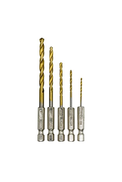 Titi 5214 1/4'' Bits Saplı Tin Kaplı Hss Matkap Ucu Seti 5 Parça