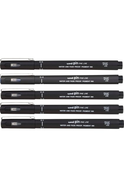 Pin Technic Drawing Pen Black Set (5 Pieces)