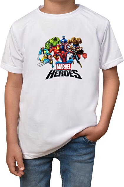 Phi Ajans Marvel- Beyaz Çocuk - Yetişkin Unisex T-shirt-marvel-t-1 - 1