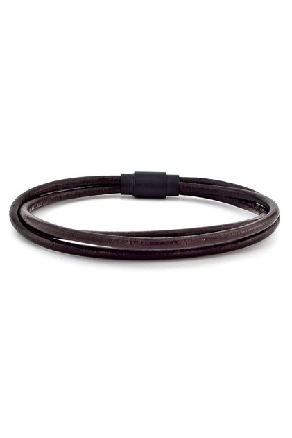 Men's Brown Leather 3 Row Magnet Bracelet M004f