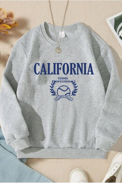Gray California Tennis Printed Girls/Boys Sweatshirt