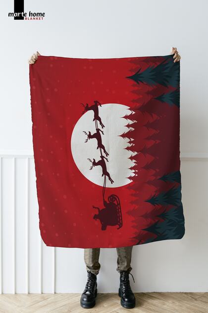New Year & Christmas Patterned Double Sided Printed 100x170 Cm Polar TV Blanket
