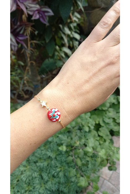 Handmade Christmas Themed Kokina Flower Glass Murano Bracelet Anklet