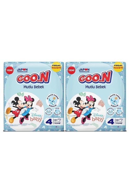 Goon Premium Goon Mutlu Bebek Fırsat Paketi 4 Numara 9 - 14 Kg 100' Lü 2 Paket 200 Adet