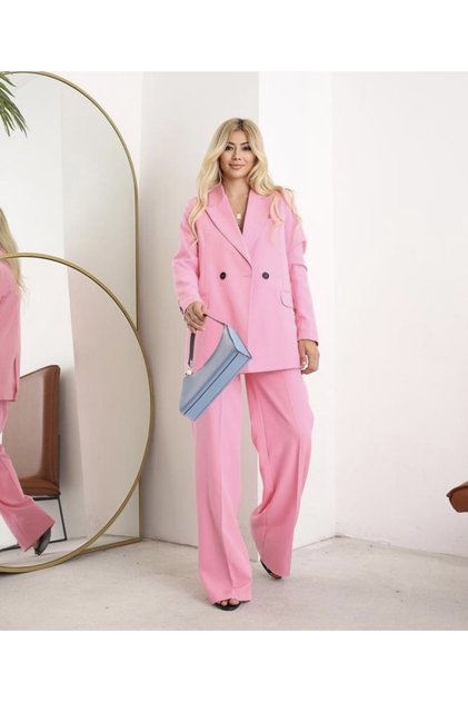 Women's Pink Blazer Jacket Pants Set