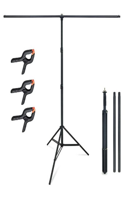Tek Ebat Fon Standı (1.5x2 M)+ 3 Adet Fon Mandalı Dijital Fotoğraf Çerçeveleri Siyah