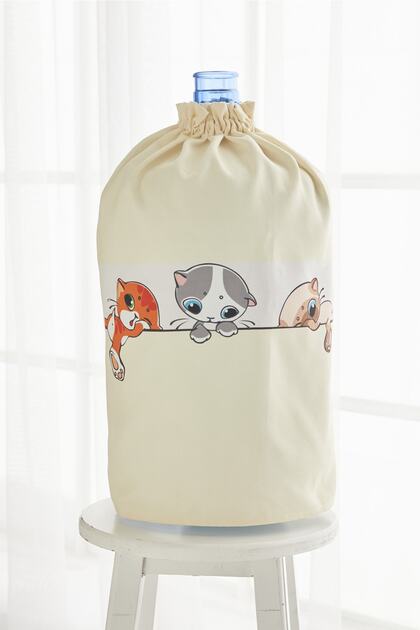 Ays Home Naughty Cats Yellow Drawstring Bottle Case