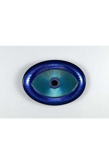 Evil Eye Nazar Dekoratif Cam Turkuaz Lacivert 22 X 15.5 Cm