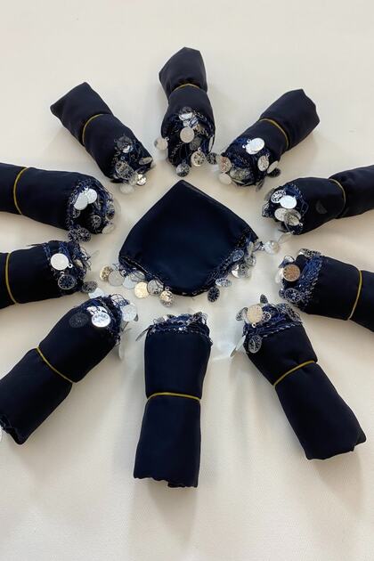 Navy Blue Chiffon Bride Groom Halay Handkerchief, Gift Handkerchief 10 Pieces, Wedding Henna Circumcision Engagement Circumcision