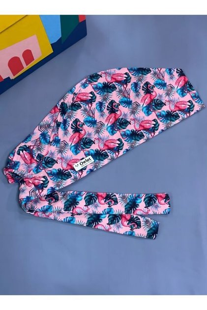 Flamingo Patterned Surgical Hijab Bonnet
