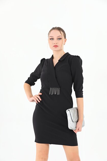 etselements X Modapo Women's Chain Detailed Double Breasted Mini Office Dress- Trendyol etselements X Modapo Women's Chain Detailed Double Breasted Mini Office Dress- Trendyol
