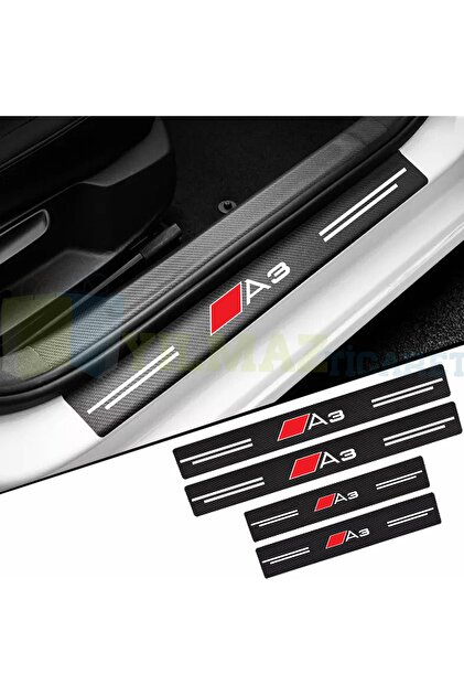 Audi A3 Logo Karbon Kapı Eşiği Oto Sticker Etiket Yapıştırma Araba Çıkartma 4 Parça