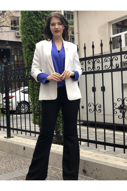 Kadın Bronş Detaylı Truvakar Kol,blazer Ceket