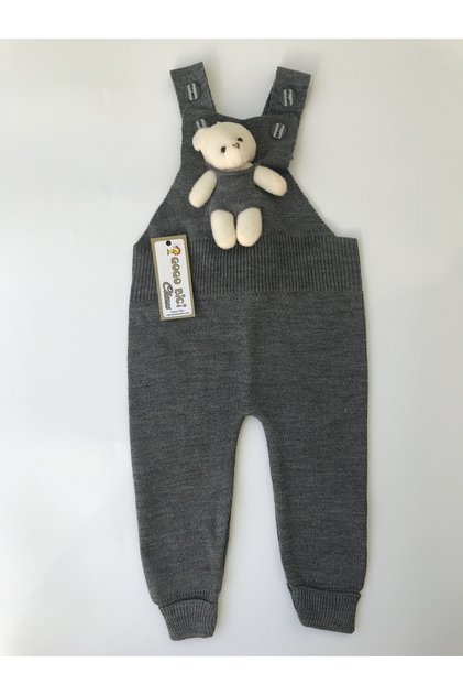 Teddy Bear Buttoned Baby Kids Knitwear Leggings Salopet