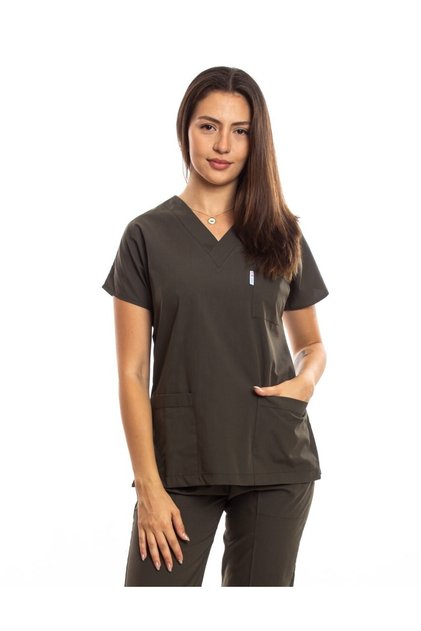 Surgical Doctor Nurse Uniform Khaki Green Scrubs Top