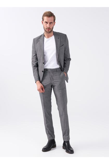 Normal Bel Slim Fit Siyah Erkek Takım Elbise Tk1006900221