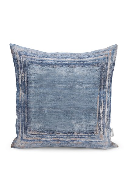 Digital Printed Pillow and Throw Pillow Cover with Wall Motif Frame on Light Blue Background