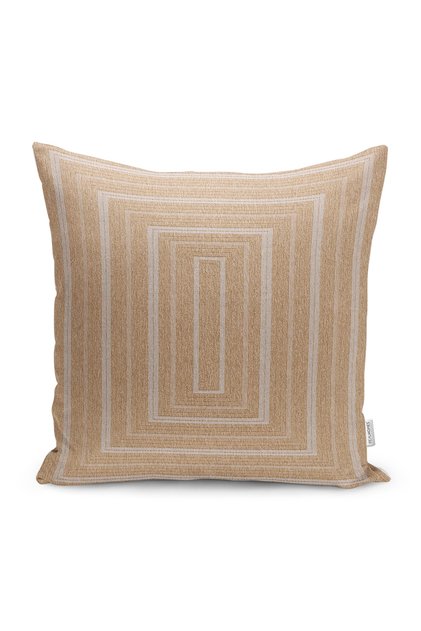 Jute Motif Straw Patterned Digital Printed Pillow Cushion Cover on Beige Background