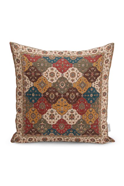 Cream - Digital Printed Pillow and Throw Pillow Cover with Butler Motif on Red Background