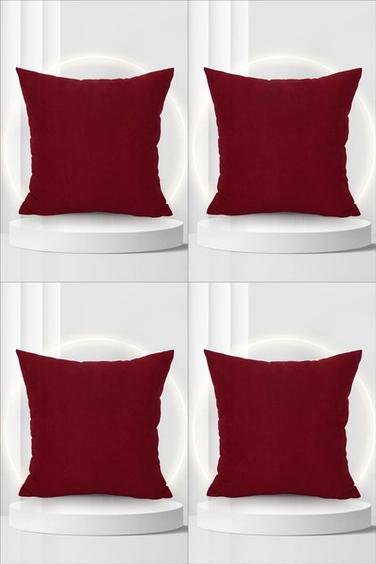 Suet Petek Dokulu Düz Sade Kırlent Kılıfı 4'lü Süet Kırlent Kılıfı 45 X 45 Bordo