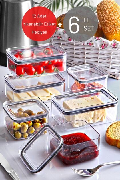 Nandy Home 6'lı Set Silikon Conta Kapaklı Etiketli Kahvaltı