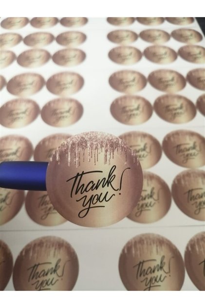 Sticker Coated (4x4cm) 48 Pieces - Thank You-
