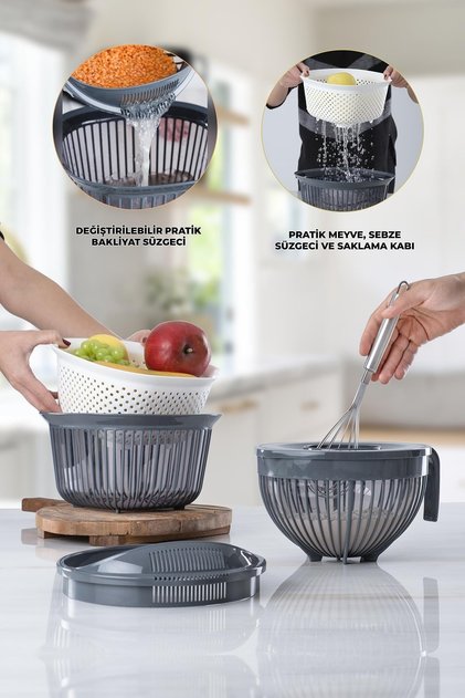 Beater 6 Piece Mixing and Storage Container with Strainer