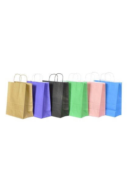 6 Renk Kağıt Çanta Kraft Çanta Seti /hediye Poşeti