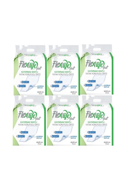 Flexilife Patient Diaper Mattress Protector Cover with Anti-Slip Tape 60x90 Cm 30 Pieces 6 Packs