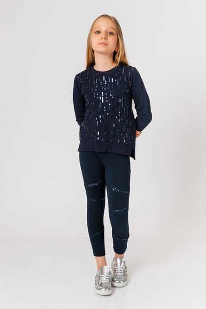 Kız Çocuk Pul Detaylı Sweatshirt