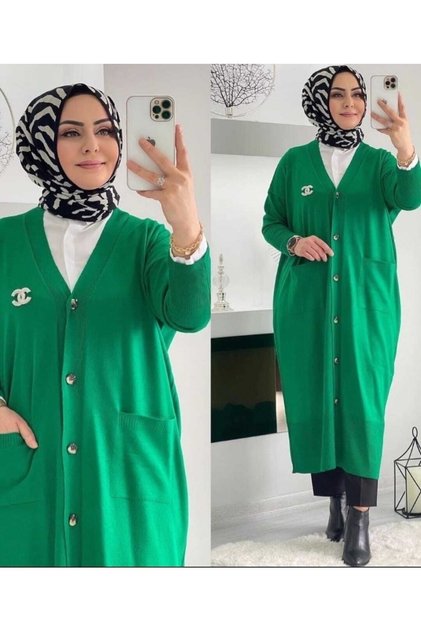 Wonderful Women's Buttoned Long Knitwear Cardigan with Pockets