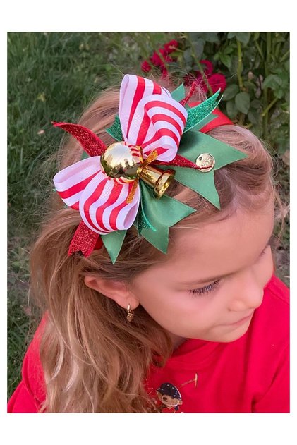 New Year's Eve Luxury Special Design Adult Children's Crown with Bells Glitter Bow Crown Satin Red