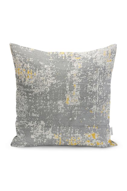 Gray - Yellow Antique Carpet Patterned Digital Printed Pillow Throw Pillow Cover with Rug Motif on the Floor