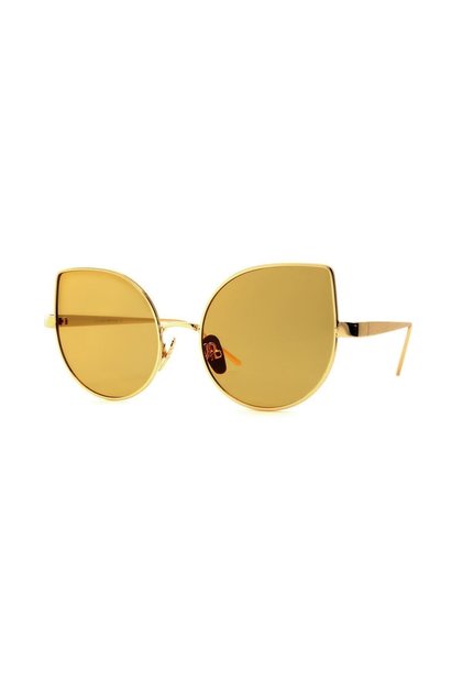 Women's Sunglasses Cat Eyes Design Gold Frame Yellow Glass