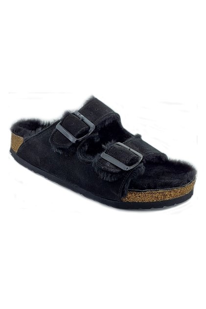 Tokyo Cork Sole Unisex Furry Suede Slippers
