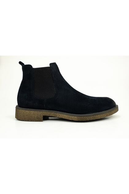 Genuine Leather Chelsea Navy Blue Men's Boots