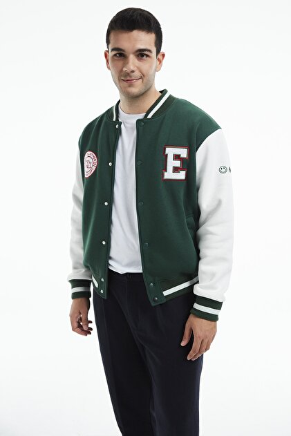 Eazy Co Llege Oversize Unisex Yeşil Kalın Kolej Ceket - Fiyatı