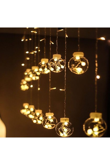 Yılbaşı Top Led Led Işık Saçak Led Top Dekoratif Yılbaşı Led 2.5 Metre 138 Led 8 Fonksiyonlu