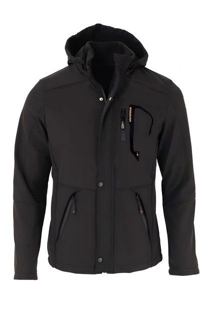 Men's Black Softshell Coat with Fur Inside, Water and Windproof New Season Sports Coat