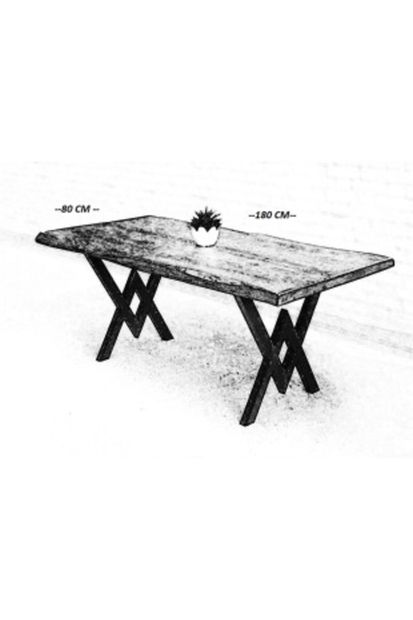 AVVİO Asel 80x180 Doğal Kütük 6 Sandalyeli Mutfak Masası Takımı-yemek Masası Takımı- Doğal Kütük Ağacı - 6