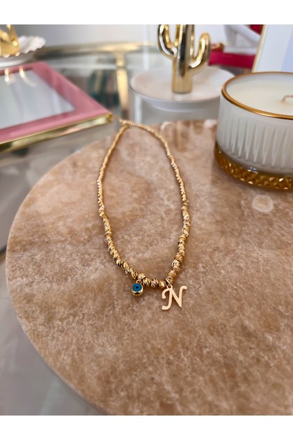 Dorika Necklace with Letter N and Evil Eye Detail