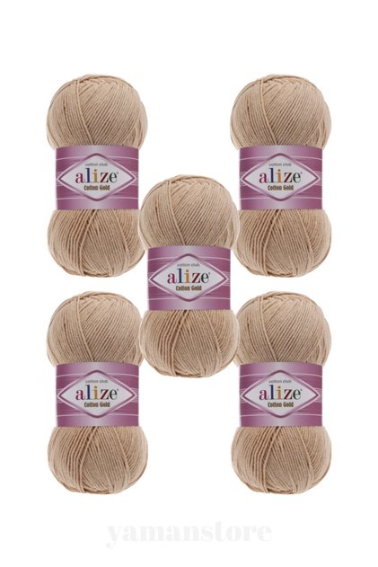 Cotton Gold 5 Adet Amigurumi Yelek Hırka Atkı Kazak Orgü Ipi Renk 262 Bej