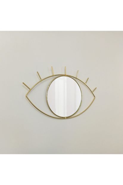 DEKOMODERN Cyclops Sarı Kaplama Dekoratif Ayna - 1