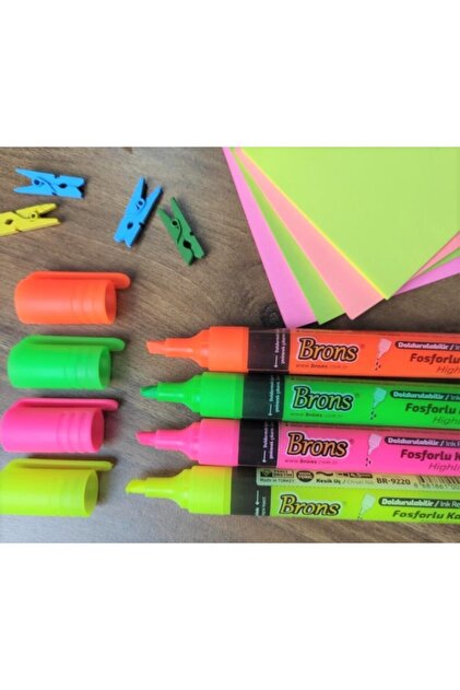 Brons Doldurulabilir Fosforlu Kalem 4 Renk Set - 6
