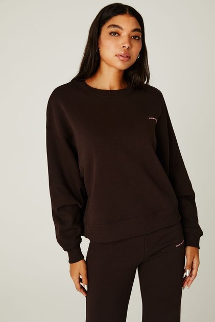 Kıera Oversize Sweatshirt Koyu Kahverengi